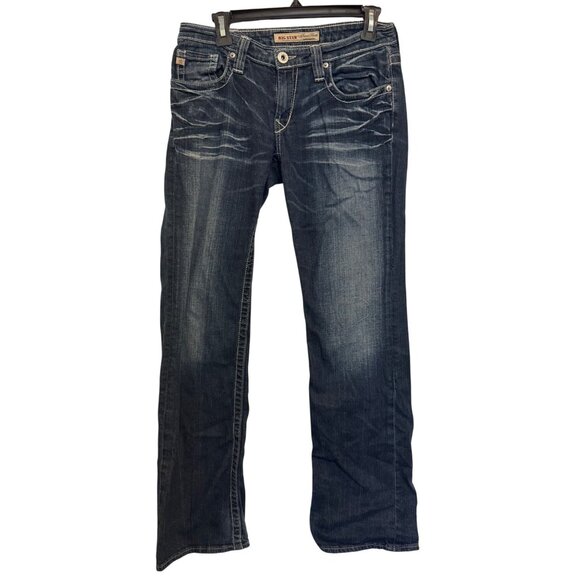 Big Star Womens Sweet Boot Jeans Ultra-Low Rise 29R Medium Wash Distressed Style - Picture 2 of 7